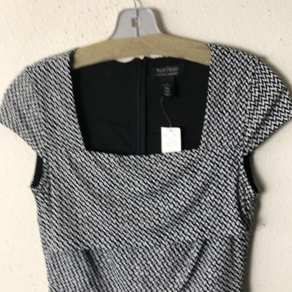 NEW Size 2 White House Black Market Instantly Slimming Black/White Sheath Dress - Picture 5 of 10